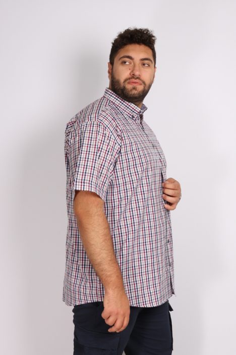 Πουκάμισο καρό κοντομάνικο με τσεπάκι Sleeve Shirts Regular Fit - Μπορντό