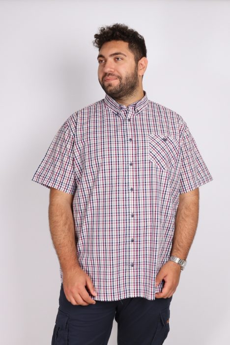 Πουκάμισο καρό κοντομάνικο με τσεπάκι Sleeve Shirts Regular Fit - Μπορντό