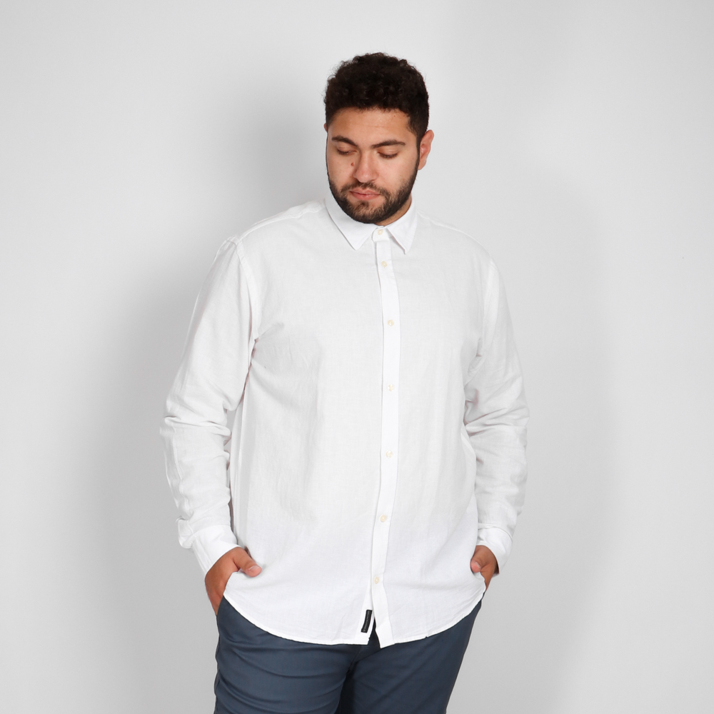Λινό μονόχρωμο ανδρικό πουκάμισο Linen Shirts Regular Fit - Κεραμιδί