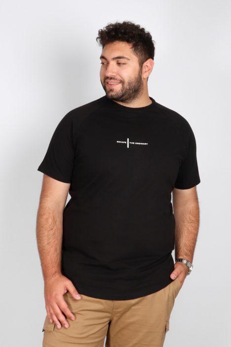Ανδρικό Plus Size T-Shirts Graphic Print TS-156A DOUBLE - Μαύρο