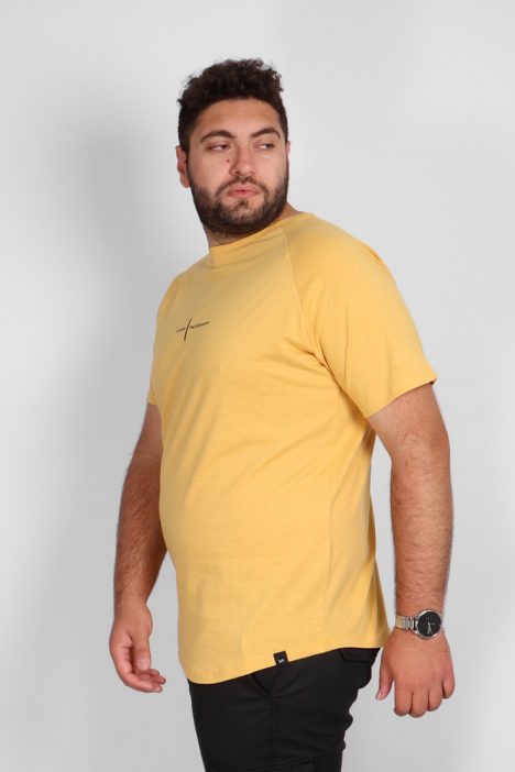 Ανδρικό Plus Size T-Shirts Graphic Print TS-156A DOUBLE - Κίτρινο