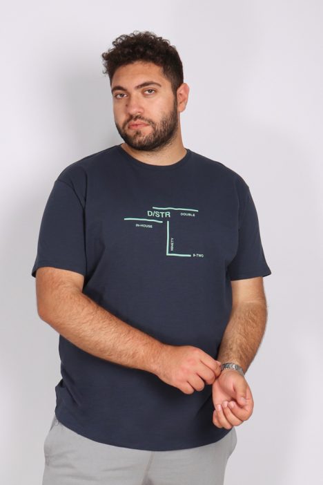 Μπλούζα Ανδρική Μακό T-Shirts Graphic Print - Σκ. Μπλε