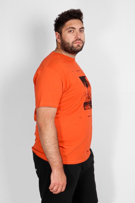 Ανδρική Μπλούζα Μακό Plus Size - Πορτοκαλί