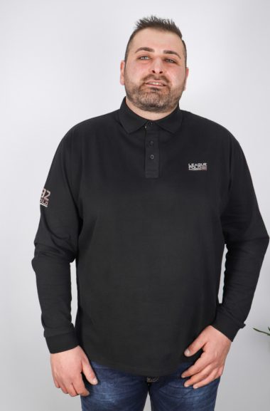 Βαμβακερή Jersey μπλούζα polo - Μαύρο