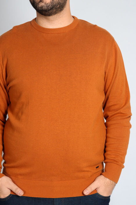 Ανδρική Μπλούζα Πλεκτή Βasic Plus Size - Πορτοκαλί