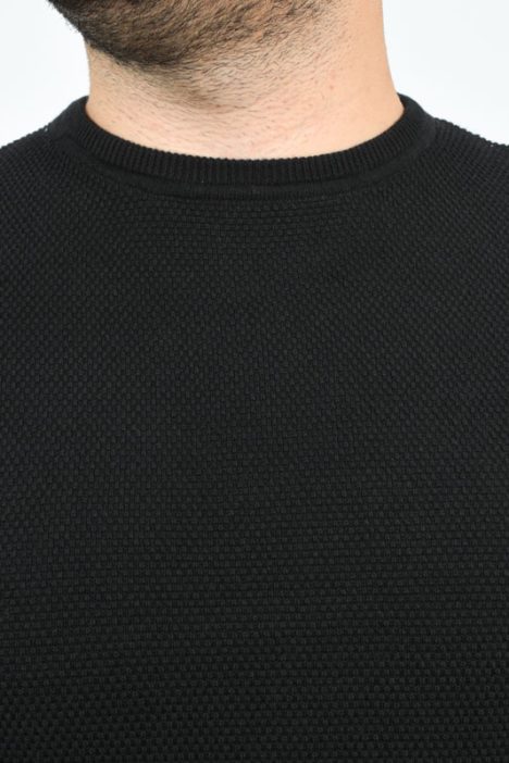 Ανδρική Μπλούζα Πλεκτή Plus Size - Μαύρο