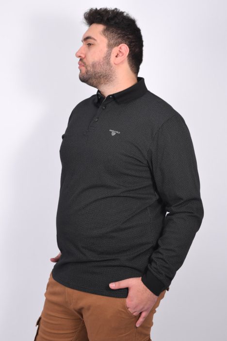Μπλούζα Polo Ανδρική Plus Size - Μαύρο
