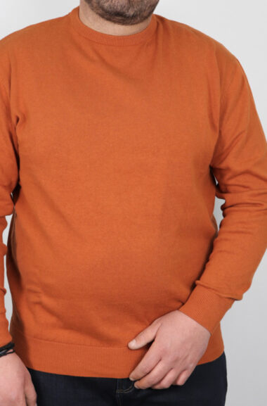 Ανδρική Μπλούζα Πλεκτή Βasic Plus Size - Πορτοκαλί