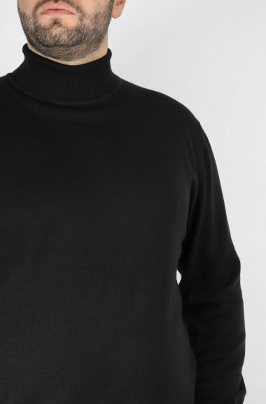 Ανδρική Μπλούζα Πλεκτή Ζιβάγκο Plus Size - Μαύρο