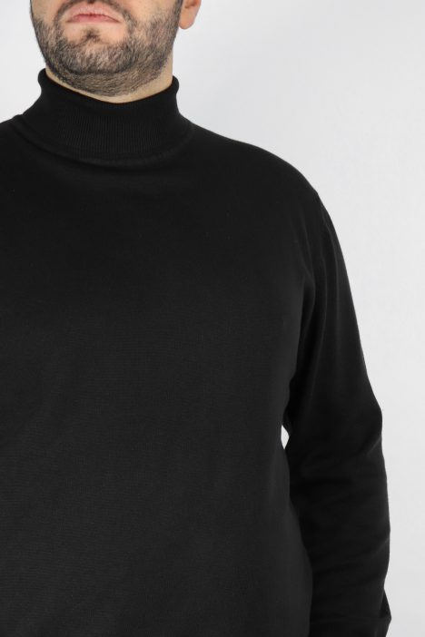 Ανδρική Μπλούζα Πλεκτή Ζιβάγκο Plus Size - Μαύρο