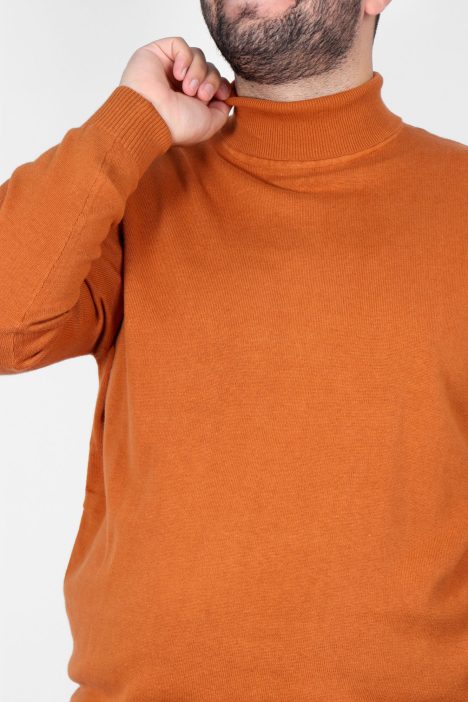 Ανδρική Μπλούζα Πλεκτή Ζιβάγκο Plus Size - Πορτοκαλί