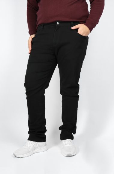 Ανδρικό Υφασμάτινο Παντελόνι Πεντάτσεπο Plus Size - Μαύρο