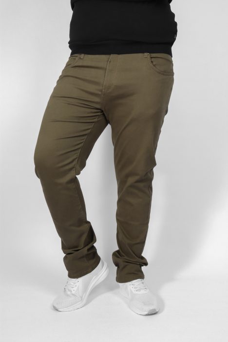 Ανδρικό Υφασμάτινο Παντελόνι Πεντάτσεπο Plus Size - Χακί