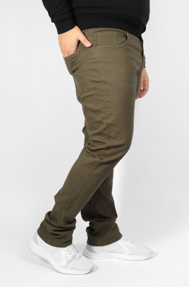 Ανδρικό Υφασμάτινο Παντελόνι Πεντάτσεπο Plus Size - Χακί