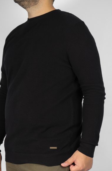 Ανδρική Μπλούζα Πλεκτή Plus Size Special Yarn - Μαύρο