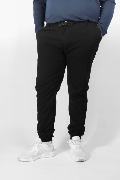 Ανδρικό Παντελόνι Chinos με Λάστιχο Plus Size - Μαύρο