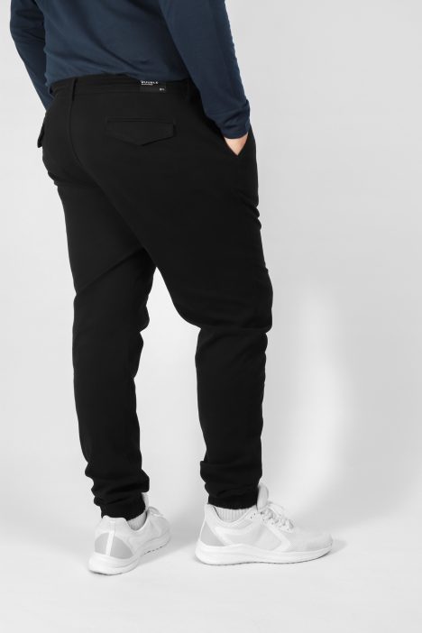 Ανδρικό Παντελόνι Chinos με Λάστιχο Plus Size - Μαύρο