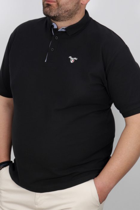 Μπλούζα  Polo  Pique μονόχρωμη - Μαύρο