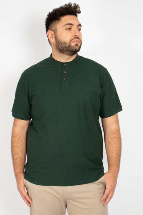Ανδρική Μπλούζα Pique Plus Size Mao Αllover - Πράσινο