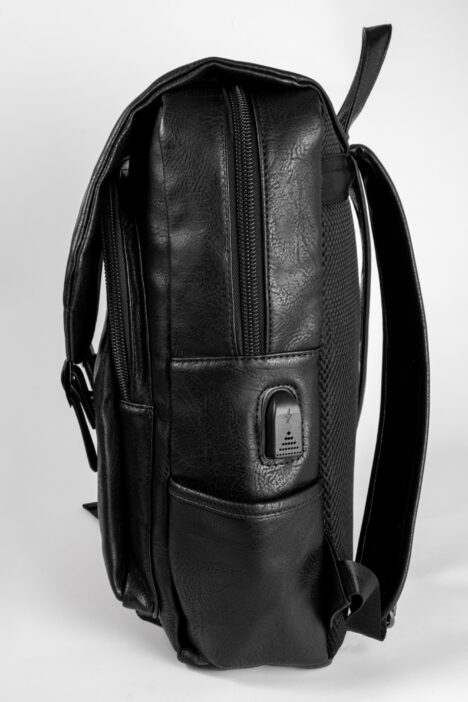 Backpack Ανδρικό Δερματίνη με Μαγνητικό Κλιπ - Μαύρο