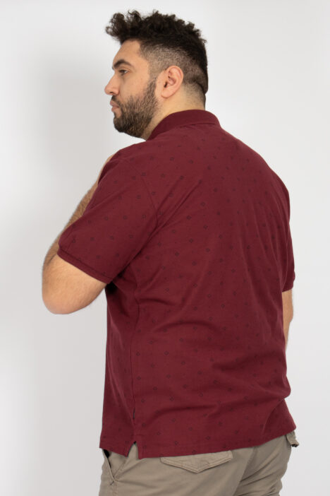 Ανδρική Μπλούζα Polo Allover Μεγάλα Μεγέθη - Μπορντό