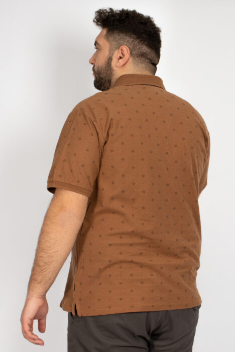 Ανδρική Μπλούζα Polo Allover Μεγάλα Μεγέθη - Κάμελ