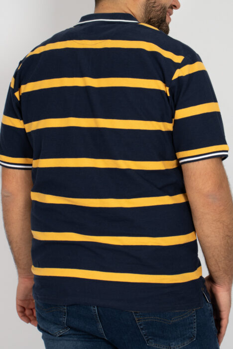 Ανδρική Μπλούζα Polo Ριγέ Μεγάλα Μεγέθη - Κίτρινο