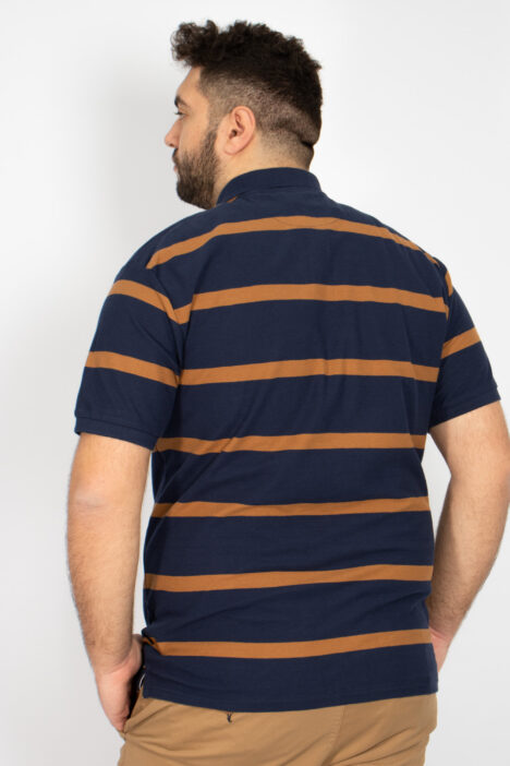 Ανδρική Μπλούζα Polo Ριγέ Μεγάλα Μεγέθη - Κάμελ