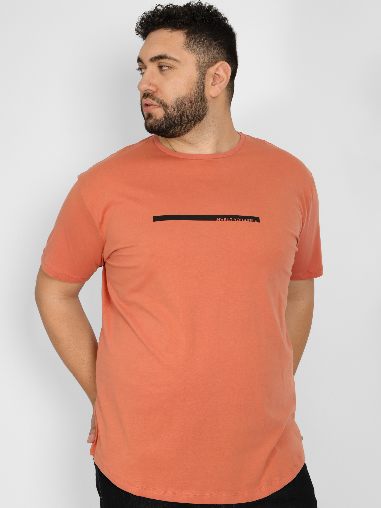 Ανδρική Μπλούζα Μακό Double Plus Size - Πορτοκαλί