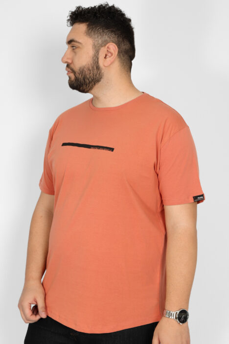 Ανδρική Μπλούζα Μακό Double Plus Size - Πορτοκαλί