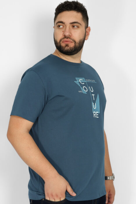 Ανδρική Μπλούζα T-Shirts Μακό Plus Size - Μπλε