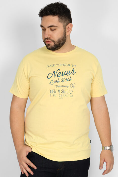 Ανδρική Μπλούζα Μακό Plus Size Τ-shirt - Κίτρινο