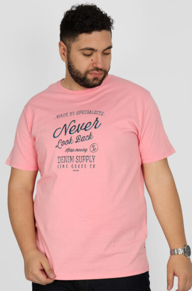 Ανδρική Μπλούζα Μακό Plus Size Τ-shirt - Ροζ