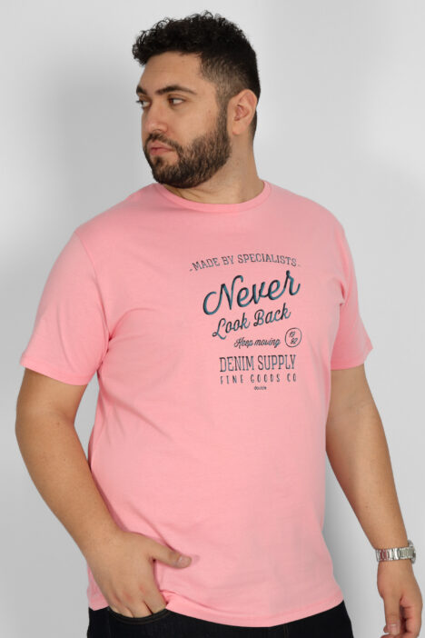 Ανδρική Μπλούζα Μακό Plus Size Τ-shirt - Ροζ