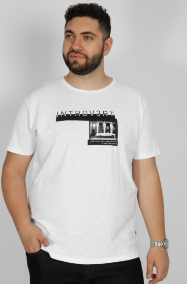 Ανδρική Μπλούζα T-Shirts Μακό "INTROV3RT" - Άσπρο