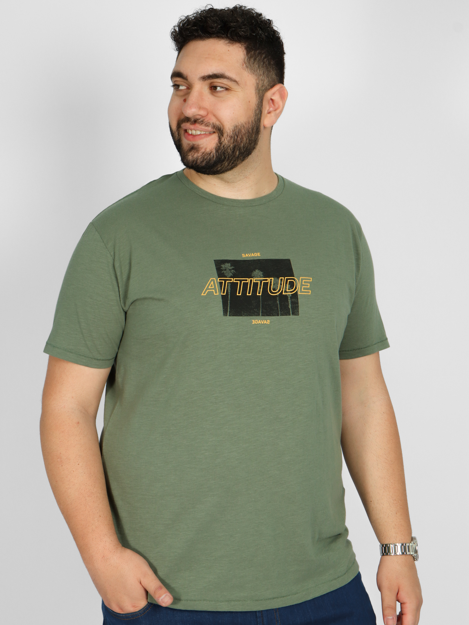 Ανδρική Μπλούζα T-Shirts "ATTITUDE" - Χακί