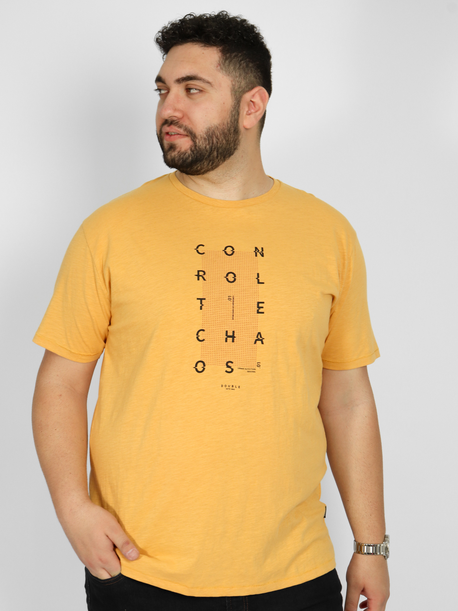 Ανδρικό T-Shirts Μακό Plus Size TS-201A - Κίτρινο