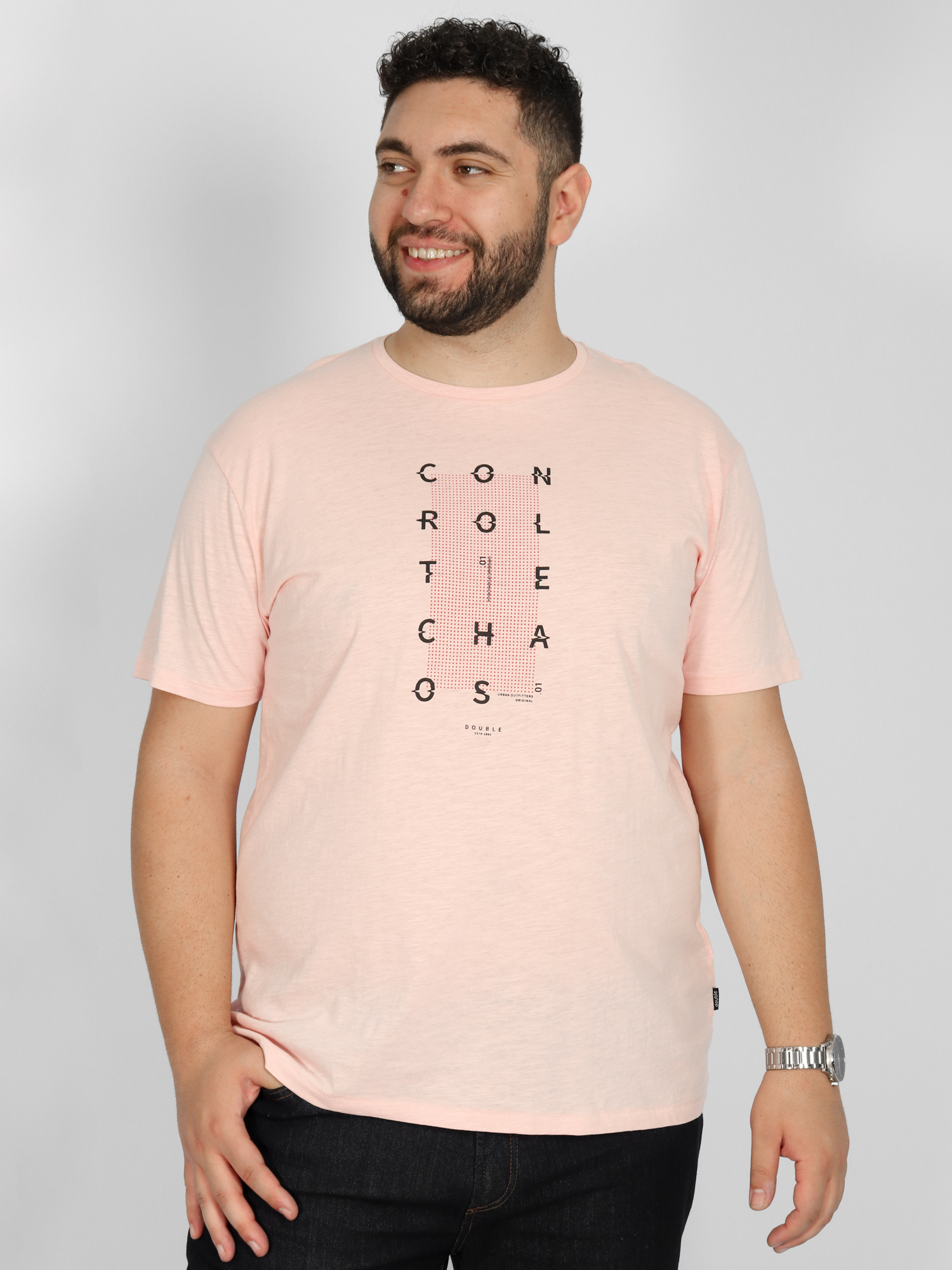 Ανδρικό T-Shirts Μακό Plus Size TS-201 - Ροζ
