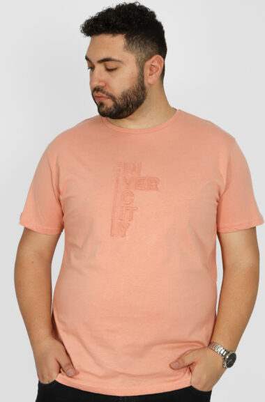 Μπλούζα Ανδρικό T-Shirts Μακό Plus Size "City" - Κοραλί