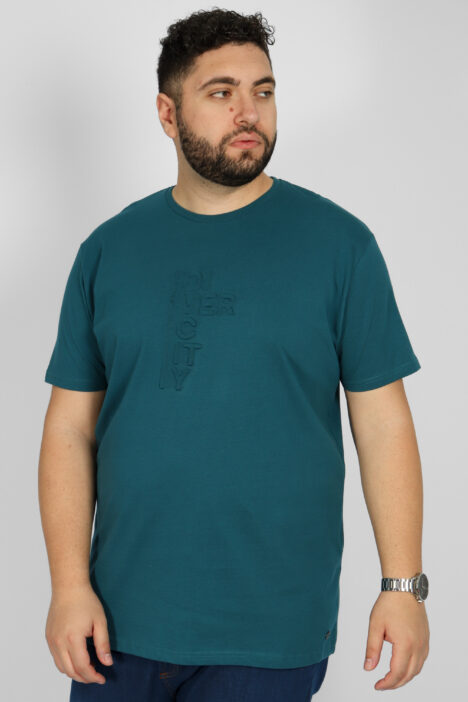 Μπλούζα Ανδρικό T-Shirts Μακό Plus Size "City" - Πετρόλ