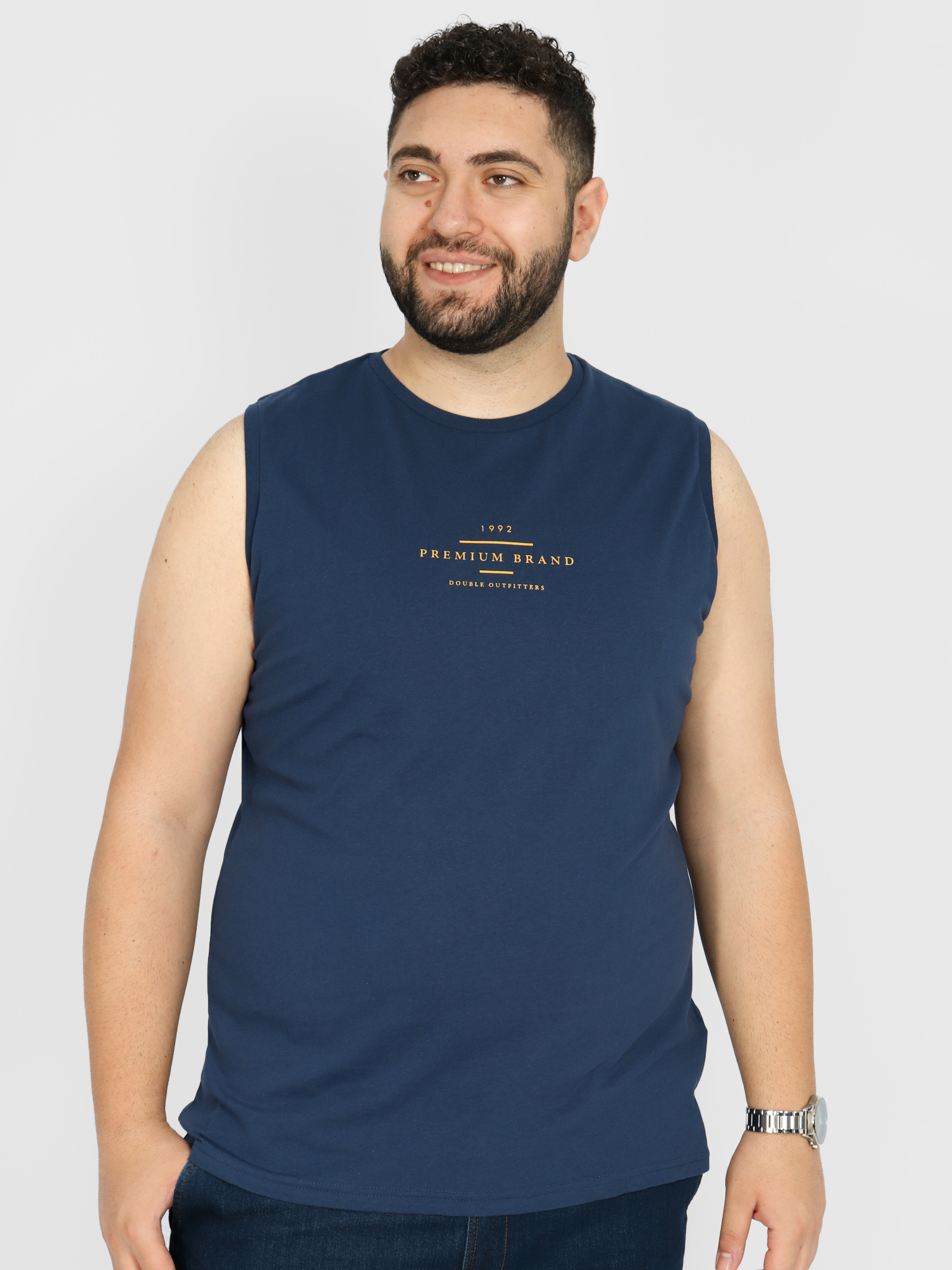 Ανδρική Μπλούζα Αμάνικη Plus Size - Ίντιγκο