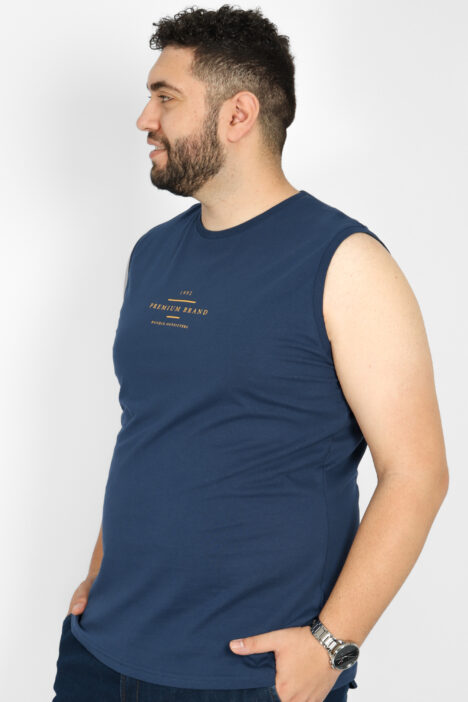 Ανδρική Μπλούζα Αμάνικη Plus Size - Ίντιγκο