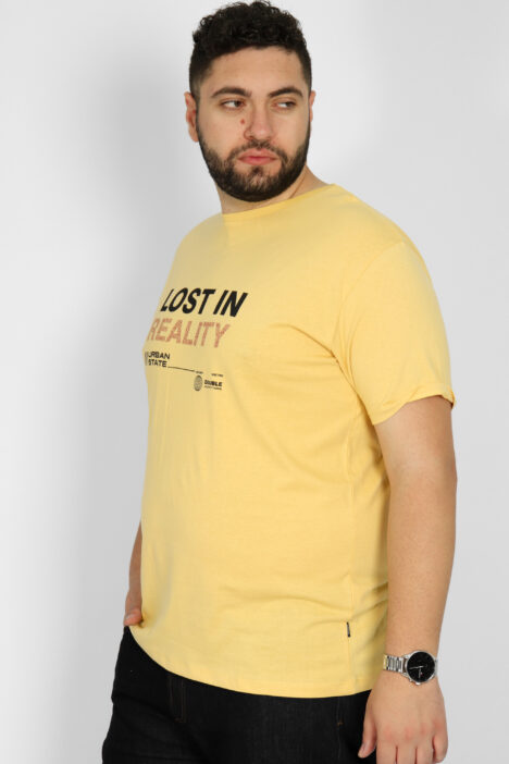 Ανδρική Μακό Μπλούζα Grapgic Print Plus Size TS-197A - Κίτρινο