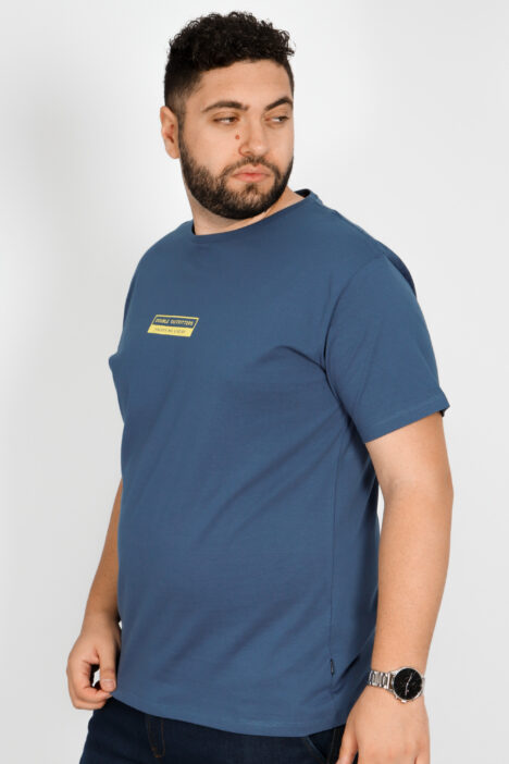 Ανδρική Μπλούζα Μακό Plus Size Τ-shirt - Ίντιγκο