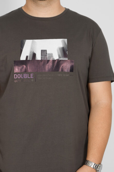 Ανδρική Μπλούζα Μακό Plus Size Τ-shirt - Σκ. Γκρι