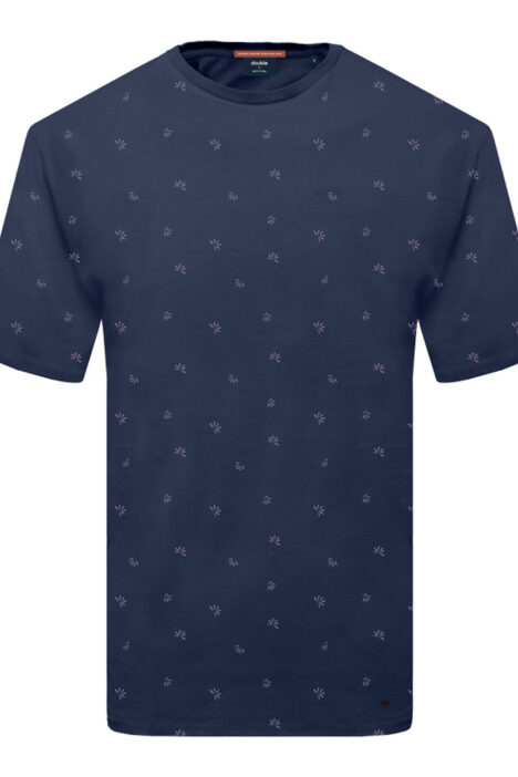 Ανδρικό T-Shirts Allover Print Plus Size - Σκ. Μπλε