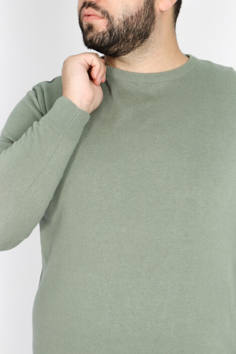 Μονόχρωμη Μπλούζα Πλεκτή Μεγάλο Μέγεθος KNIT-70.A - Αν. Πράσινο