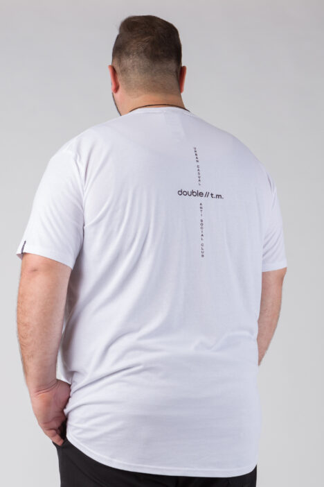 Ανδρικό Βαμβακερό T-Shirts With Curved Hem - Άσπρο