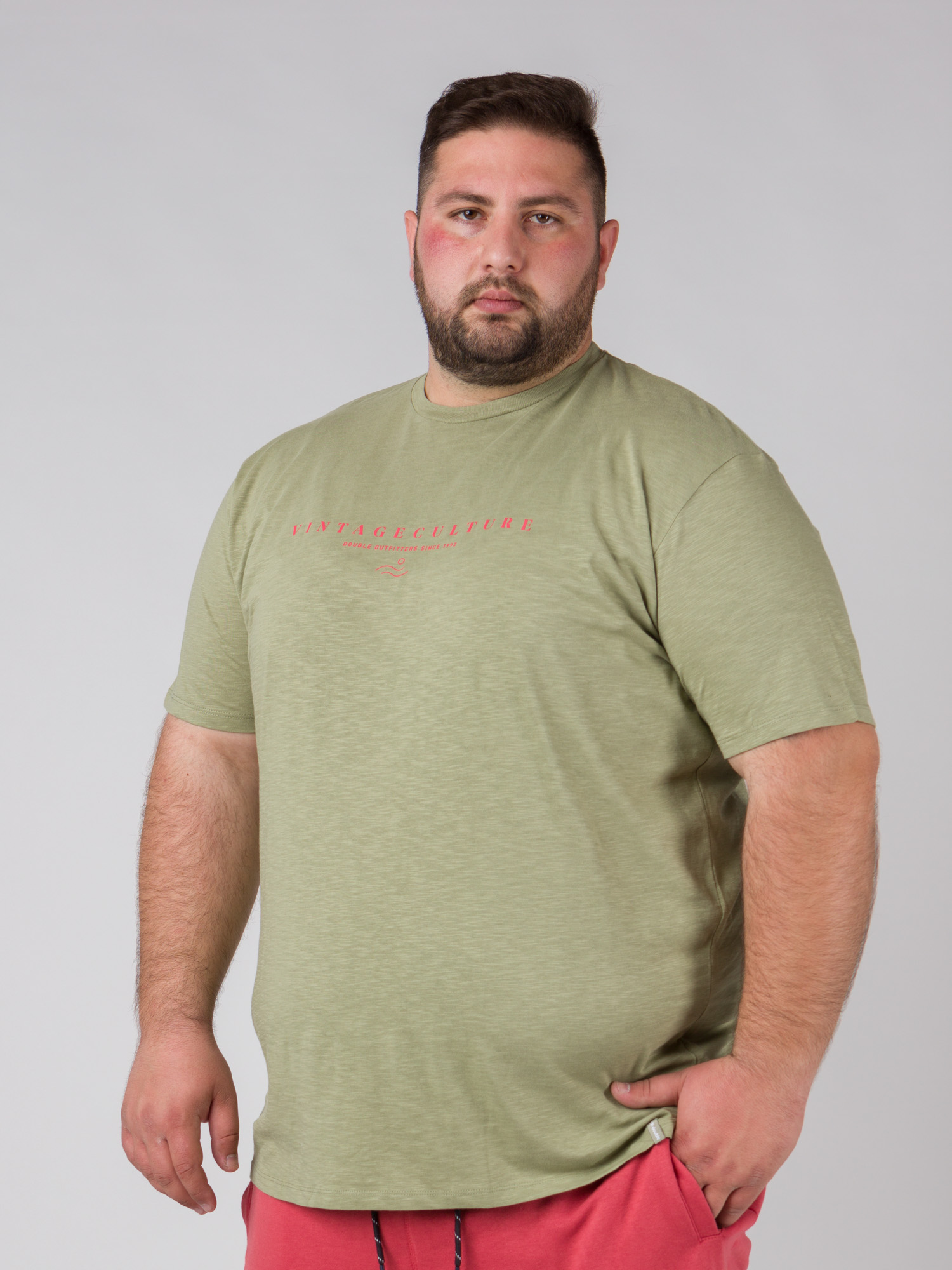 Ανδρικό T-shirt Μονόχρωμο GS-540 - Χακί