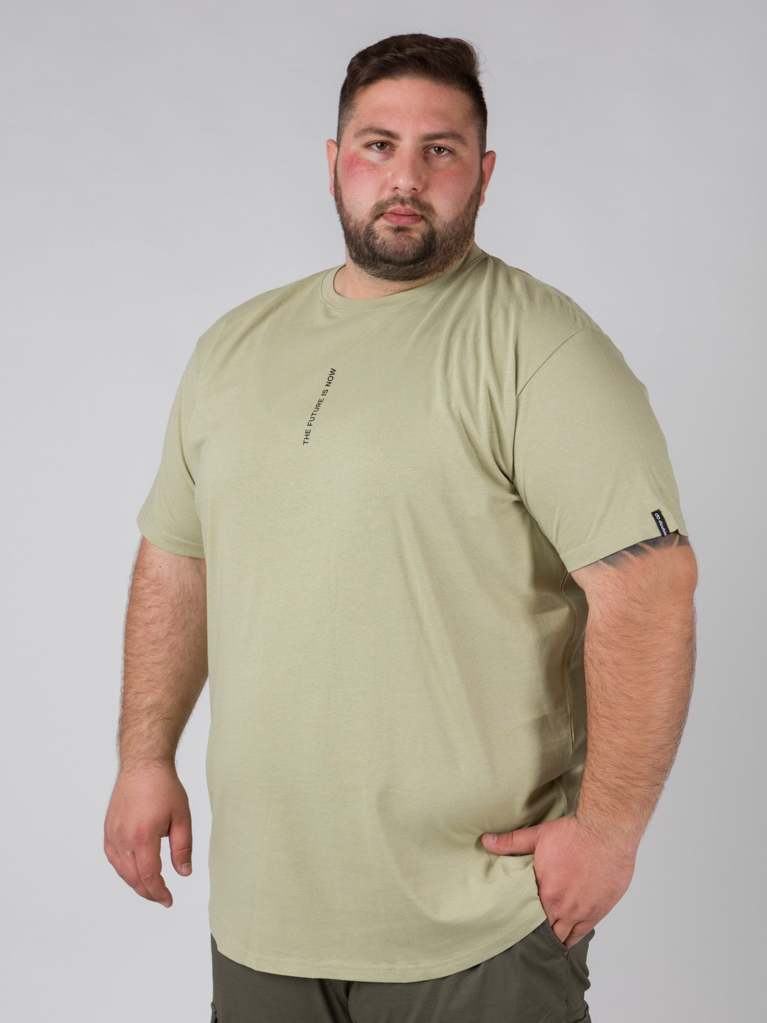 Ανδρικό Βαμβακερό T-Shirts With Curved Hem  TS-244 - Πράσινο